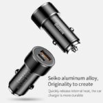 Baseus Small screw 36watt USB A + USB C PD QC3.0 Fast Car charger [CAXLD-A01] - Black - Image 3