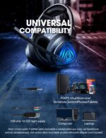 Mpow EG8 Wired Gaming Headphones With Noise Cancelling Mic USB Port/3.5mm Aux Port 2.2m/7.2ft Cable For PS4 Mac Laptop Xbox One [BH318A] - Black - Image 3