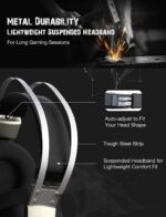 Mpow EG3 Pro - Over Ear Gaming Headset with 7.1 Surround Sound, Compatible with PC,PS4,Xbox One,Nintendo Switch, LED Light, Noise Cancelling Mic & Soft Memory Earmuff [BH357A] - Black - Aux Pin Version - Image 8