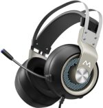 Mpow EG3 Pro - Over Ear Gaming Headset with 7.1 Surround Sound, Compatible with PC,PS4,Xbox One,Nintendo Switch, LED Light, Noise Cancelling Mic & Soft Memory Earmuff [BH357A] - Grey - Aux Pin Version