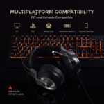 Mpow EG3 Pro - Over Ear Gaming Headset with 7.1 Surround Sound, Compatible with PC,PS4,Xbox One,Nintendo Switch, LED Light, Noise Cancelling Mic & Soft Memory Earmuff [BH357A] - Grey - Aux Pin Version - Image 2