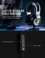 Mpow EG3 Pro - Over Ear Gaming Headset with 7.1 Surround Sound, Compatible with PC,PS4,Xbox One,Nintendo Switch, LED Light, Noise Cancelling Mic & Soft Memory Earmuff [BH357A] - Grey - Aux Pin Version - Image 5
