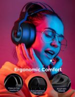 Mpow EG3 Pro - Over Ear Gaming Headset with 7.1 Surround Sound, Compatible with PC,PS4,Xbox One,Nintendo Switch, LED Light, Noise Cancelling Mic & Soft Memory Earmuff [BH357A] - Black - Aux Pin Version - Image 3