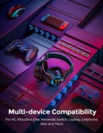 Mpow EG3 Pro - Over Ear Gaming Headset with 7.1 Surround Sound, Compatible with PC,PS4,Xbox One,Nintendo Switch, LED Light, Noise Cancelling Mic & Soft Memory Earmuff [BH357A] - Black - Aux Pin Version - Image 5