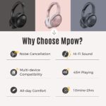 Mpow H17 Active Noise Cancelling Headphones, 45 Hours of Playing, Bluetooth Headphones with Fast Charging, Hi-Fi Sound, Bluetooth Headset with Microphone for TV/Mobile/PC - Image 6