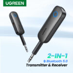 UGREEN Bluetooth 5.0 Transmitter and Receiver 2 in 1 Wireless 3.5mm Bluetooth Adapter, Dual Devices Simultaneously - Black