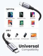 UGREEN USB C to Lightning Cable MFi Certified - iPhone Charging Cable Type C to Lightning Nylon Braided – 6 Feet – Black – 60761 - Image 6